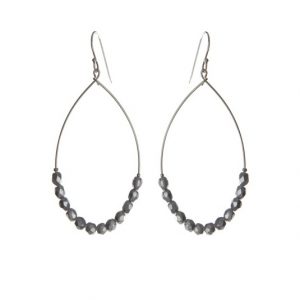 Sterling Silver Hoop Earrings with Silver Beads