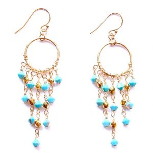 Chandelier Earrings with Turquoise Swarovski Crystals