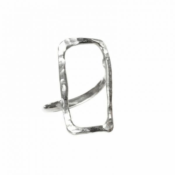 Hammered Rectangle Ring - Silver