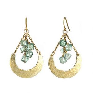 Hammered Crescent Earrings with Florite