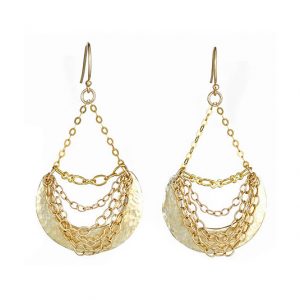 Hammered Crescent Earrings with Assorted Chains