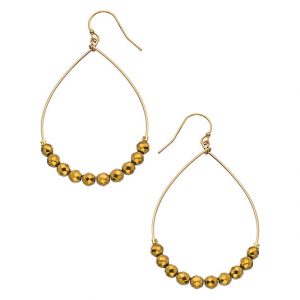 Gold Filled Hoop Earrings with Gold Hematite