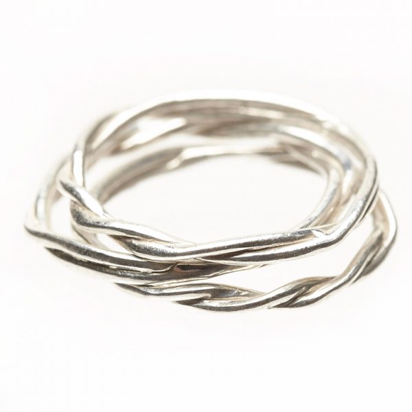 Stacked Rope Rings - Silver